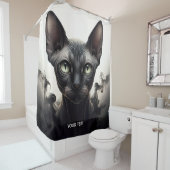 Fantasy Schattige Sphynx Black Cat Douchegordijn (In situ)
