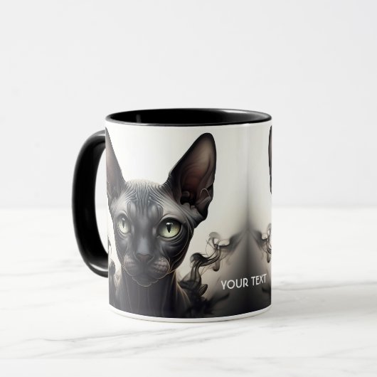 Fantasy Schattige Sphynx Black Cat Mok (Voorkant links)