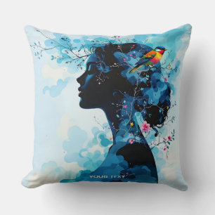 Fantasy Schattige Spring Girl Bird Kussen