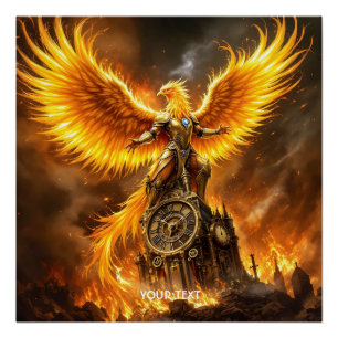 Fantasy Schattige Steampunk Flames Phoenix Perfect Poster