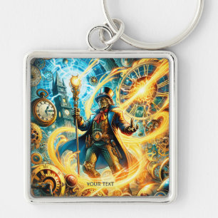 Fantasy Schattige Steampunk Tijd Wizard Sleutelhanger