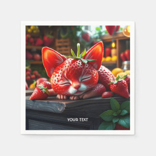 Fantasy Schattige Strawberry Lovely Kitten Servet