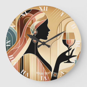 Fantasy Schattige Striking Woman Profiel Grote Klok