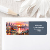 Fantasy Schattige Sunset New Orleans Uitzicht Etiket (Insitu)