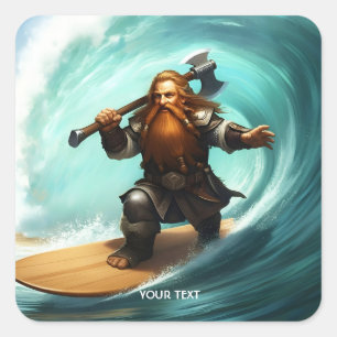 Fantasy Schattige Surfer Sunny Day Vierkante Sticker