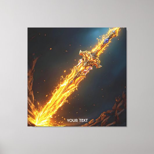 Fantasy Schattige Sword Flames Cave Canvas Afdruk (Voorkant)