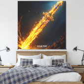 Fantasy Schattige Sword Flames Cave Canvas Afdruk (Insitu (Slaapkamer))