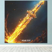 Fantasy Schattige Sword Flames Cave Canvas Afdruk (Insitu (Houten vloer))