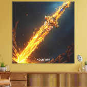 Fantasy Schattige Sword Flames Cave Canvas Afdruk (Insitu (Woonkamer))