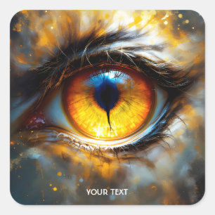 Fantasy Schattige Tijger Oranje Oog Vierkante Sticker