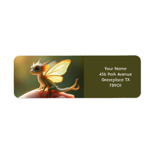 Fantasy Schattige Tiny Baby Dragon Etiket (Voorkant)