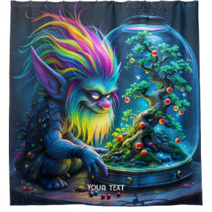 Fantasy Schattige Troll Bonsai Tree Douchegordijn