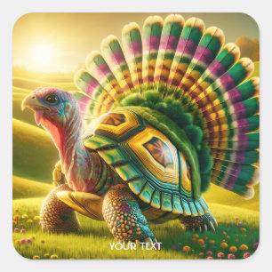 Fantasy Schattige Turkije Turtle Mix Vierkante Sticker