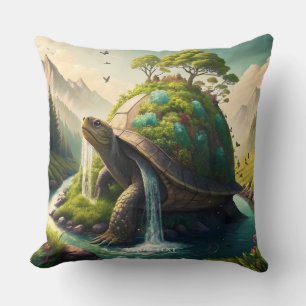 Fantasy Schattige Turtle Waterfall Forest Kussen