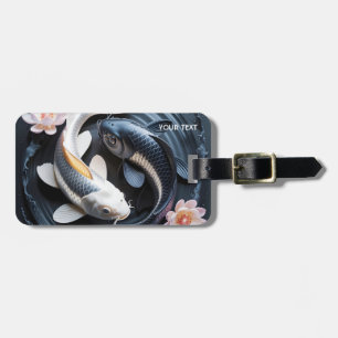 Fantasy Schattige Twee Koi Vissen Bagagelabel