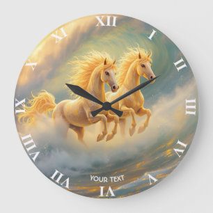 Fantasy Schattige Twee Paarden Golf Grote Klok
