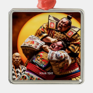 Fantasy Schattige Twee Sumo Fighters Metalen Ornament