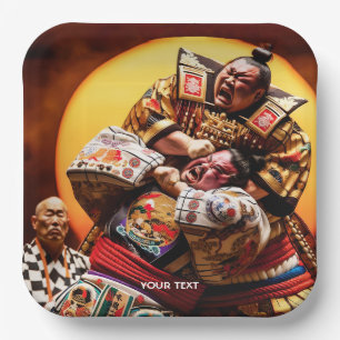 Fantasy Schattige Twee Sumo Fighters Papieren Bordje