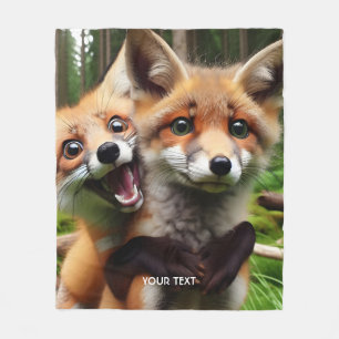 Fantasy Schattige Two Foxes Forest Fleece Deken