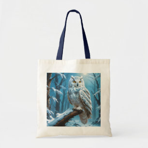 Fantasy Schattige Uil Sneeuwboom Tote Bag