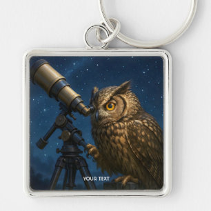 Fantasy Schattige Uil Telescope Night Sleutelhanger