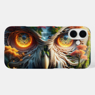 Fantasy Schattige Uil Waterval Trees iPhone 16 Plus Hoesje