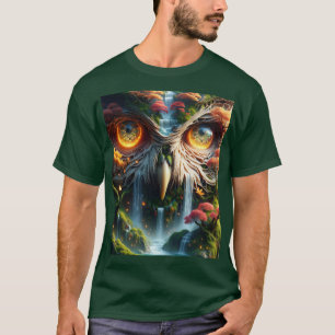 Fantasy Schattige Uil Waterval Trees T-shirt