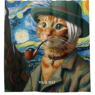 Fantasy Schattige Van Gogh Pet Douchegordijn