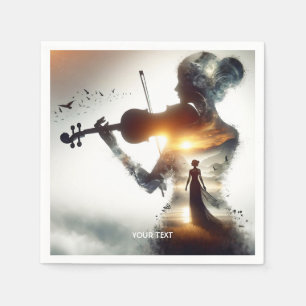 Fantasy Schattige Vioolmeisje Zon Servet