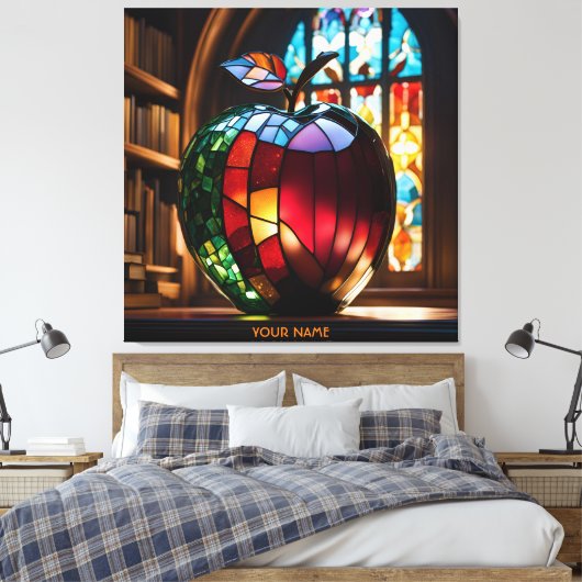 Fantasy Schattige Vivid Apple Glas in lood Canvas Afdruk (Insitu (Slaapkamer))