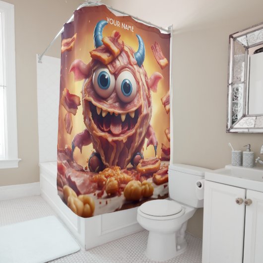 Fantasy Schattige Vivid Bacon Funny Creature Douchegordijn (In situ)