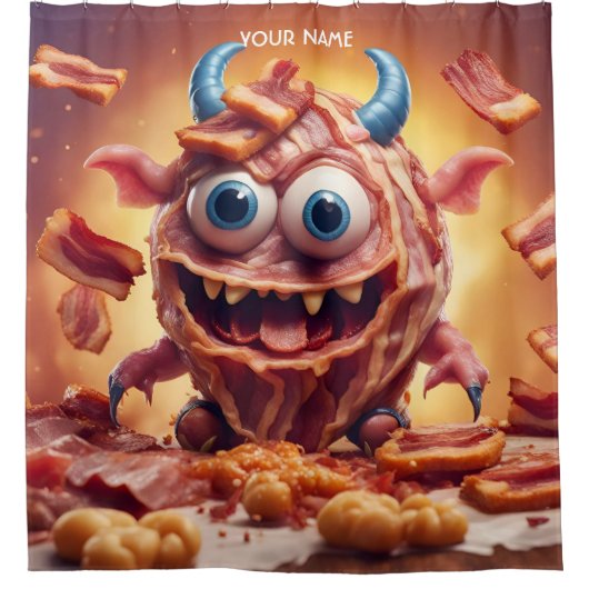 Fantasy Schattige Vivid Bacon Funny Creature Douchegordijn (Voorkant)