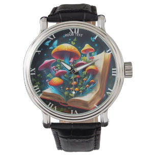 Fantasy Schattige Vivid Book Paddenstoelen Bos Horloge