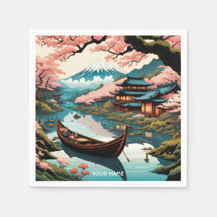 Fantasy Schattige Vivid Cherry Japans Landschap Servet