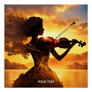 Fantasy Schattige Vivid Meisje Spelen Viool Perfect Poster
