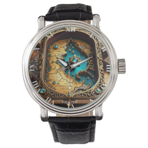 Fantasy Schattige Vivid oude boek kaart Horloge