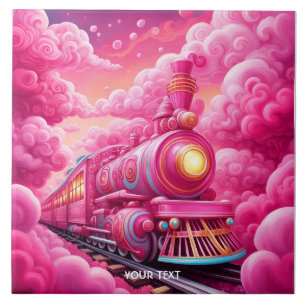 Fantasy Schattige Vivid Pink Clouds Train Tegeltje