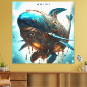 Fantasy Schattige Vivid Steampunk Whale Zee Canvas Afdruk (Insitu (Woonkamer))