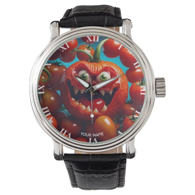 Fantasy Schattige Vivid Tomato Funny Creature Horloge (Voorkant)