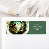 Fantasy Schattige Vivid Tree House Moon Etiket (Insitu)