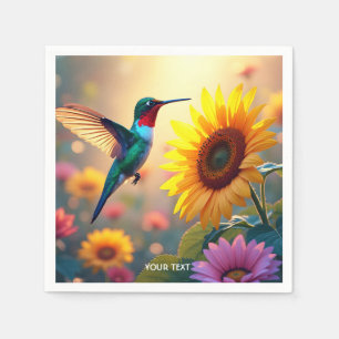 Fantasy Schattige Vogel Zonnebloem Bloemen Servet