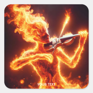 Fantasy Schattige vuur Elemental Violin Vierkante Sticker