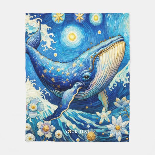 Fantasy Schattige Whale Stars Zee Fleece Deken (Voorkant)