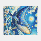 Fantasy Schattige Whale Stars Zee Fleece Deken (Voorkant (Horizontaal))
