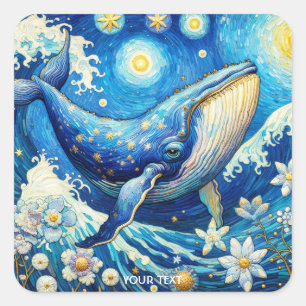 Fantasy Schattige Whale Stars Zee Vierkante Sticker