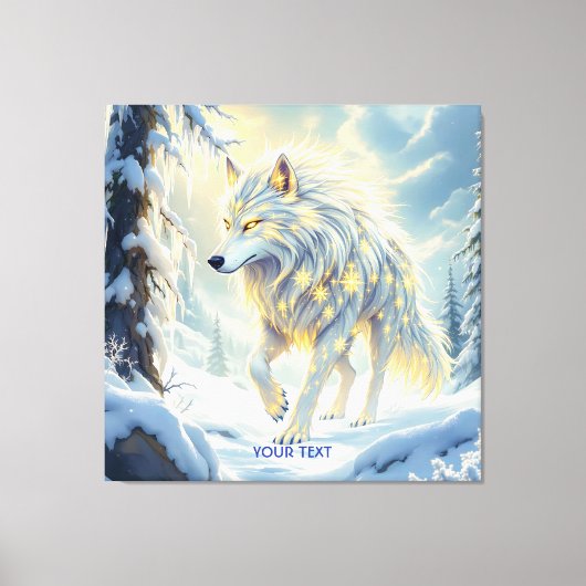 Fantasy Schattige Witte Wolf Winter Canvas Afdruk (Voorkant)