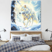 Fantasy Schattige Witte Wolf Winter Canvas Afdruk (Insitu (Slaapkamer))