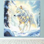 Fantasy Schattige Witte Wolf Winter Canvas Afdruk (Insitu (Houten vloer))