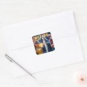 Fantasy Schattige Wizard Daily Magazine Vierkante Sticker (Envelop)