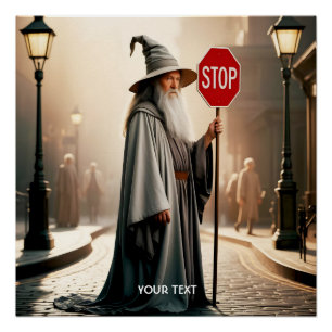 Fantasy Schattige Wizard Sign Stop Perfect Poster